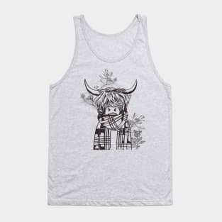Christmas Tree Patterns And Scottish Highland Cow Tank Top